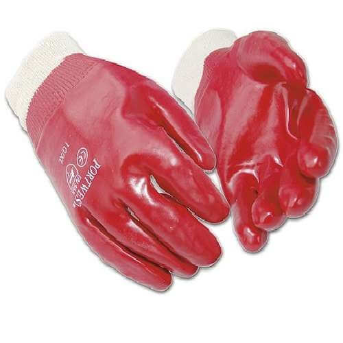Red PVC Knit wrist Gloves